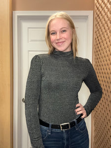 Black/Silver Lurex Mockneck