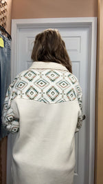 Load image into Gallery viewer, Beige w/ Aztec Waffle Shacket
