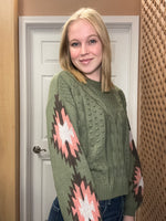 Load image into Gallery viewer, Jade Sweater with aztec sleeve
