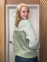 Load image into Gallery viewer, Sea Green Waffle &amp; Denim Shacket
