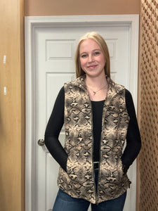BR/BLK Animal Quilted Vest