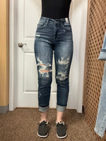 Load image into Gallery viewer, Distressed Boyfriend Cuff Jeans

