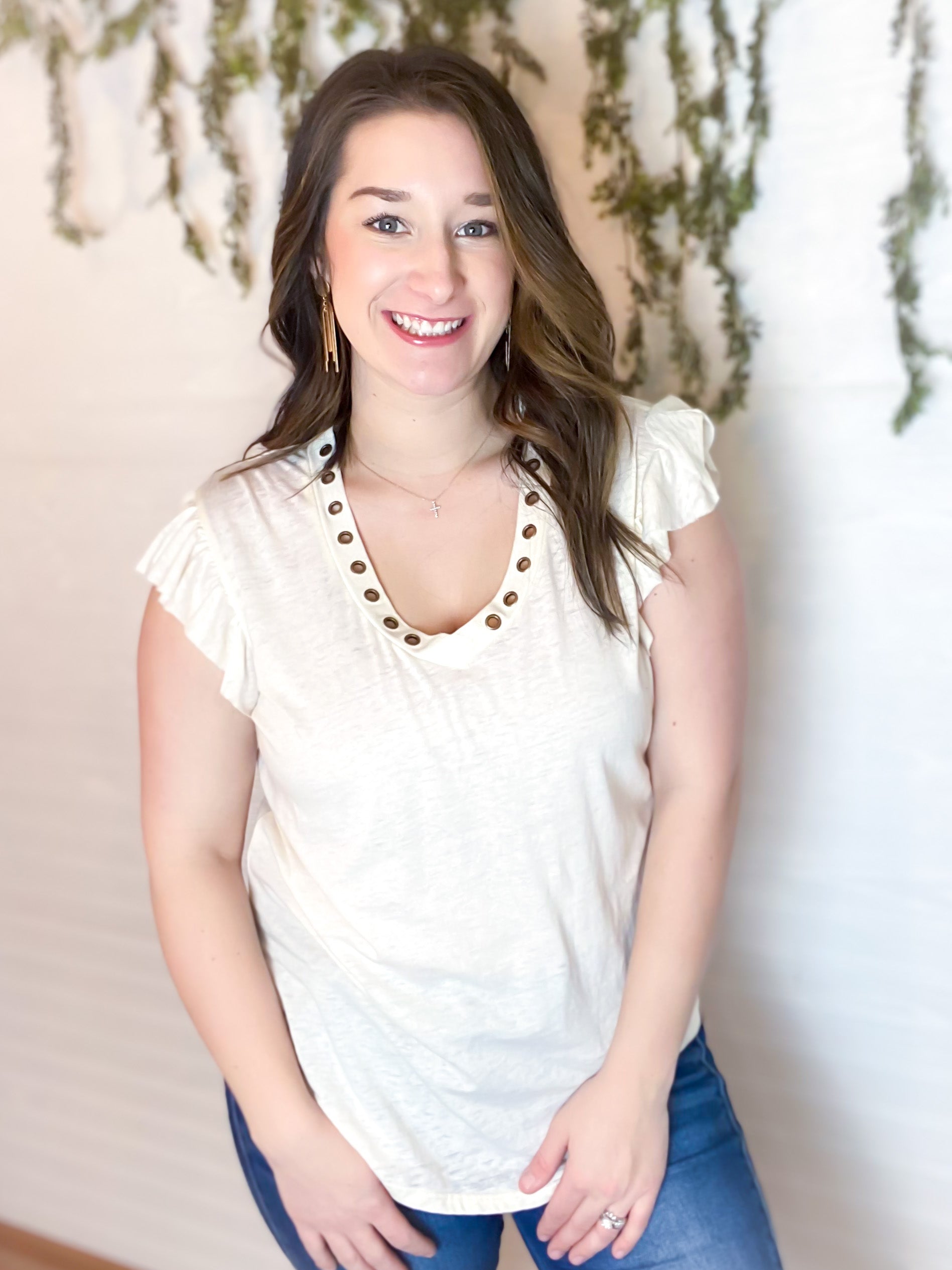 Button Cream Top