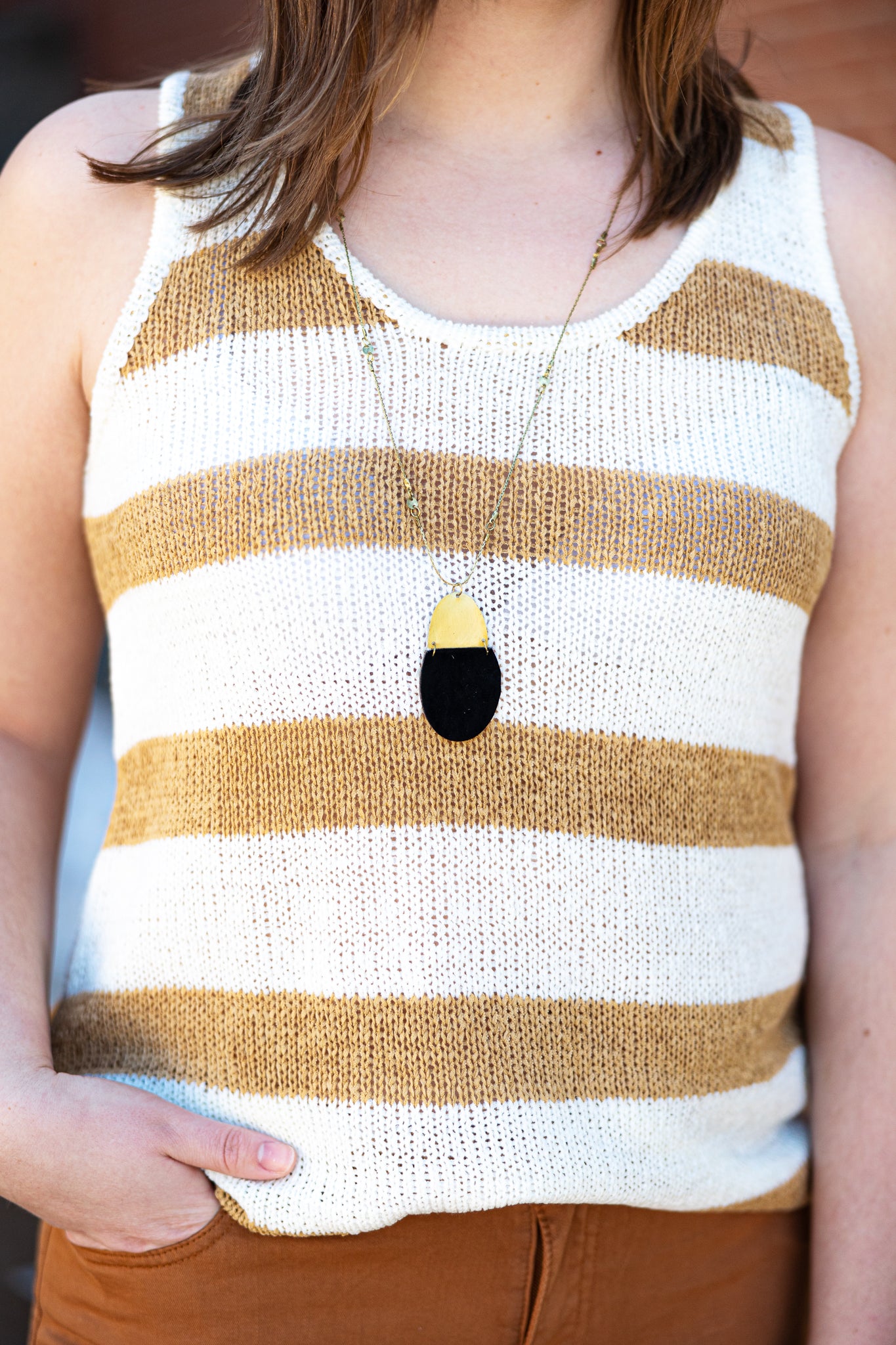 Brown & Cream Knit Tank
