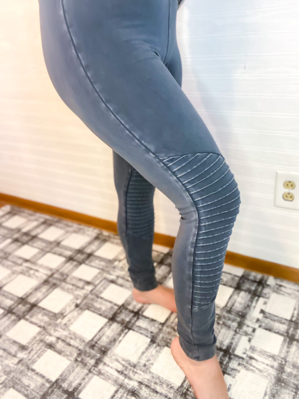 Distressed Grey Moto Leggings