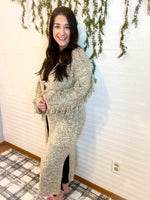 Load image into Gallery viewer, Long Taupe Fringe Cardigan - Long View
