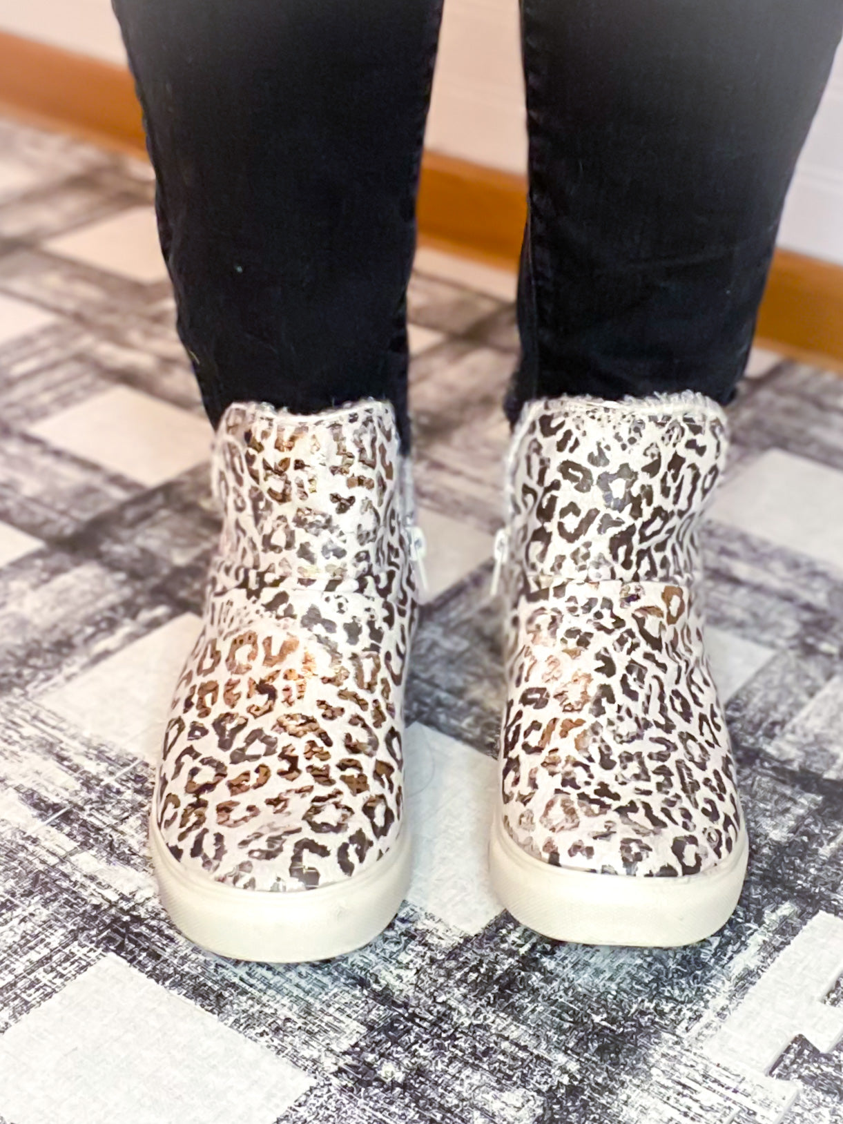 Rica White Leopard Bootie
