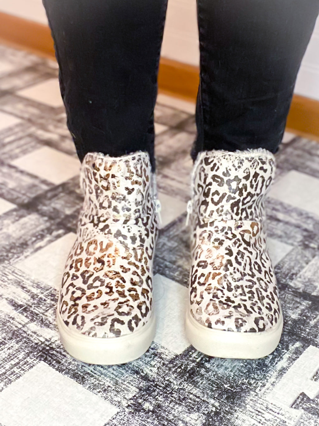 Rica White Leopard Bootie