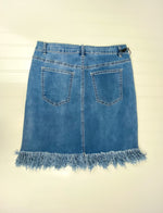 Load image into Gallery viewer, Denim Fringe Skirt
