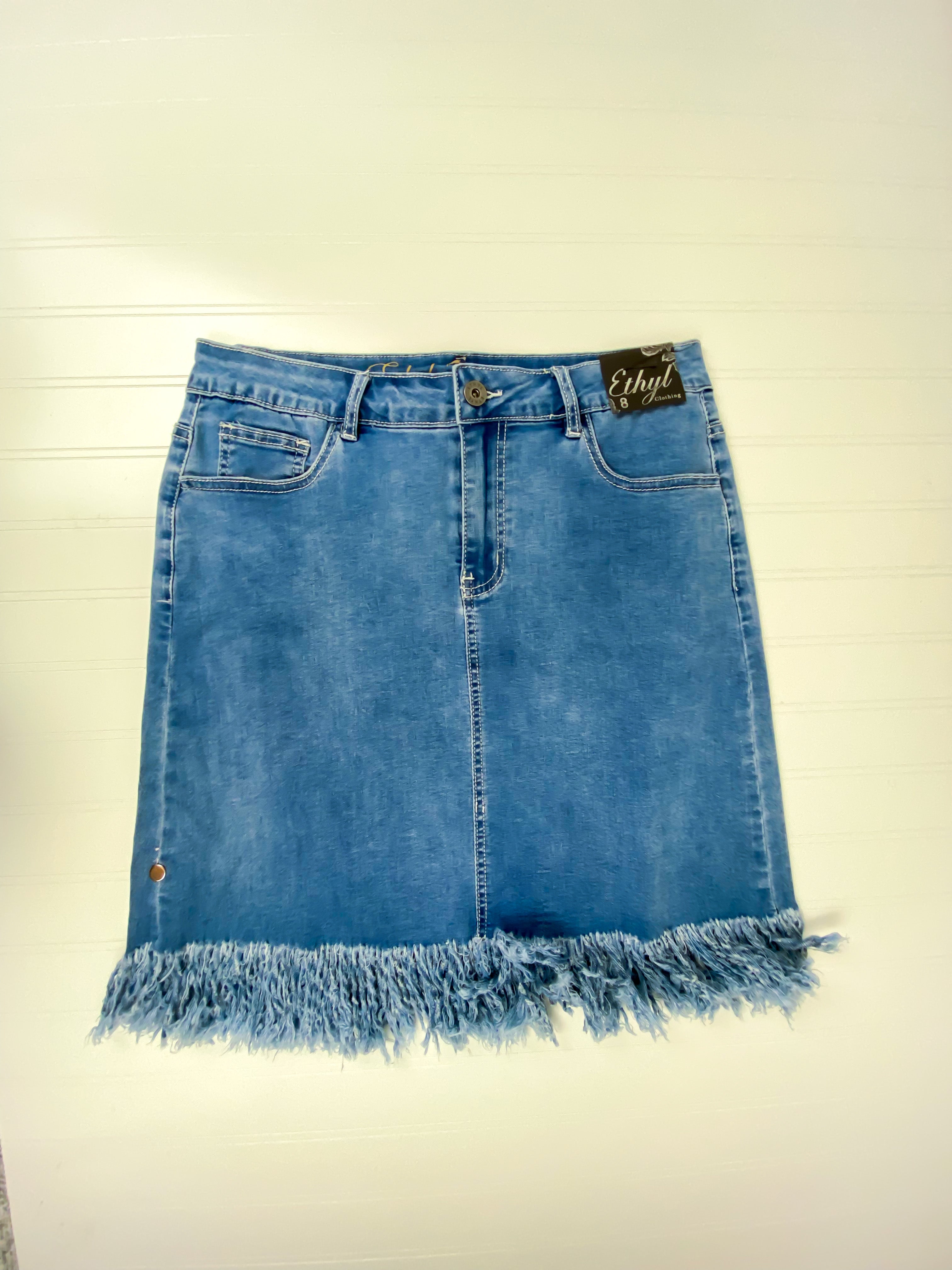 Denim Fringe Skirt